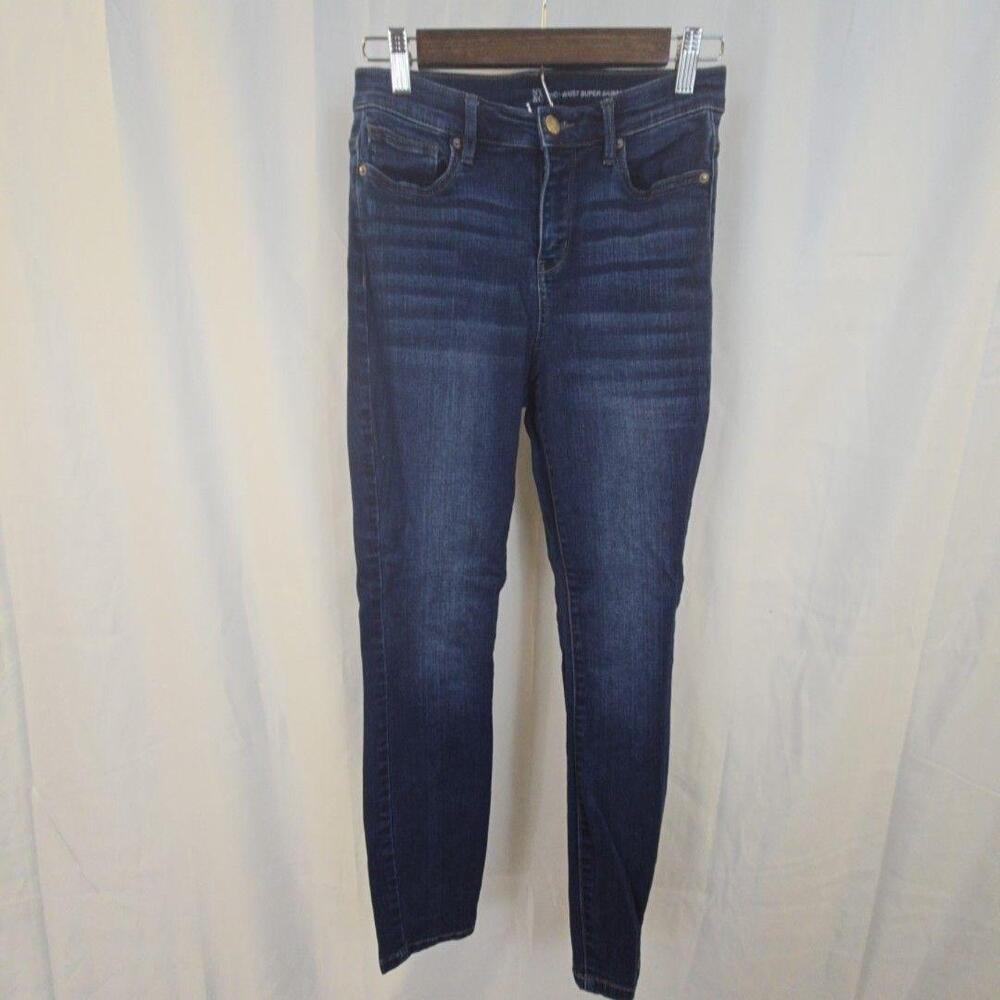 New York & Company Jeans Womens 6 Blue Dark Wash Mid Rise Super Skinny Denim